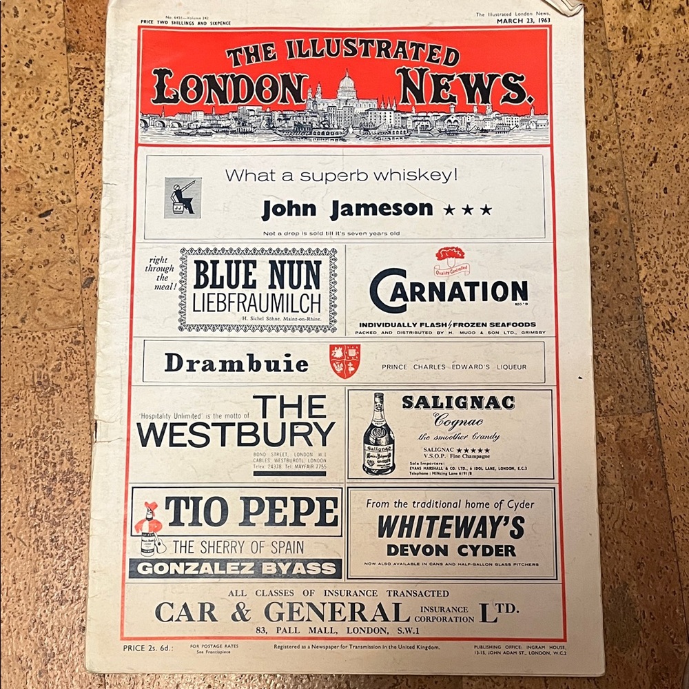 Ephemera - Vintage Illustrated London News Cover March 23, 1963